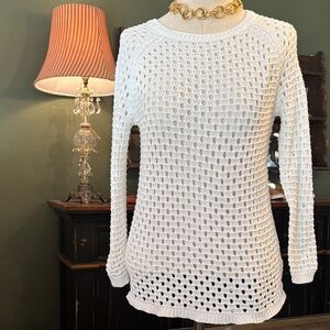 Cynthia Rowley White Crochet Knit Top